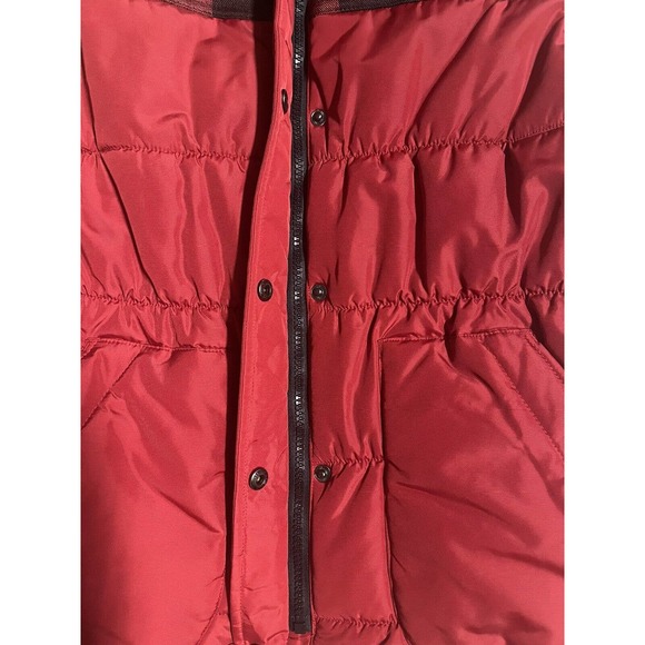 Eddie Bauer Puffer Vest Quilted Womens‎ Small Red Black Buffalo Plaid - Picture 4 of 8